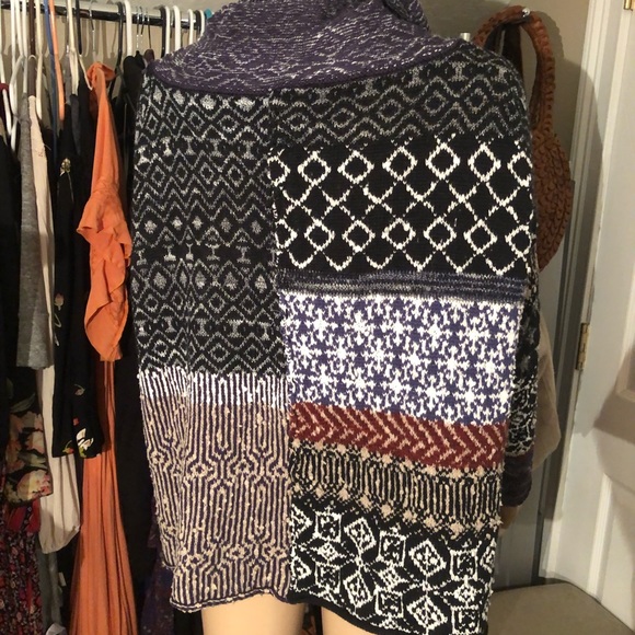 Free people cowl neck patchwork sweater - Picture 4 of 6